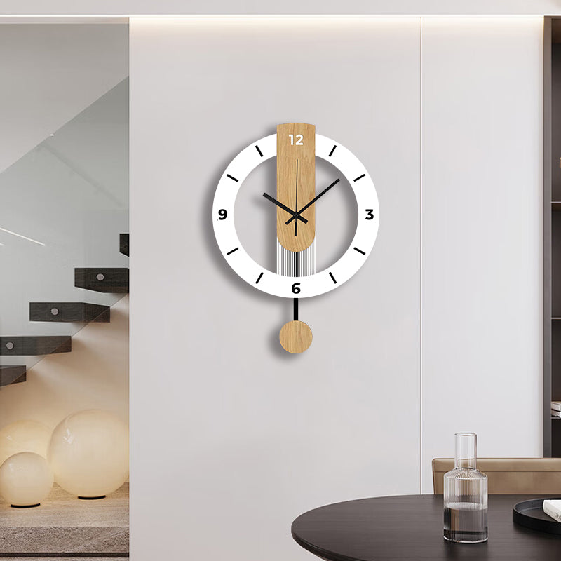 Royeva Modern Pendulum Wall Clock-Silent Wood Accent Decorative Timepiece