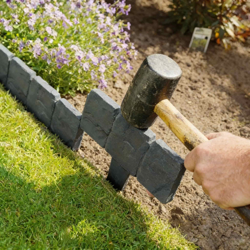 Royeva Interlocking Stone Effect Garden Edging Border Set