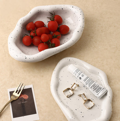 Eloria Chrome Plated Ceramic Melange Dish for Trinkets and Snacks