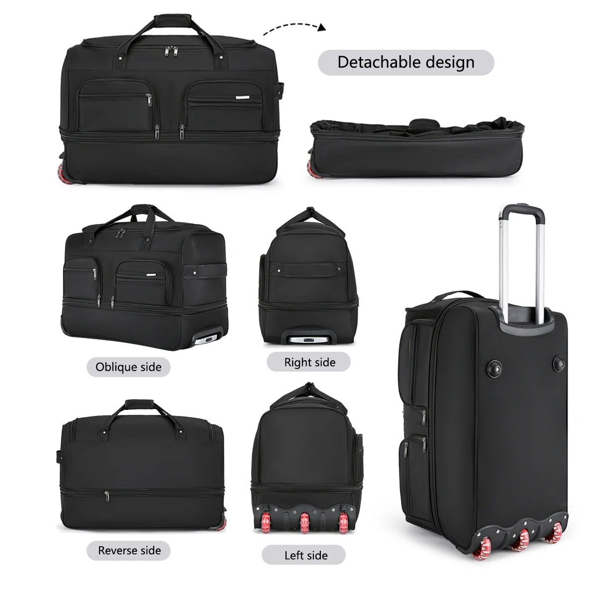 Royelle Waterproof Rolling Travel Duffel Bag With Wheels For Men And Women