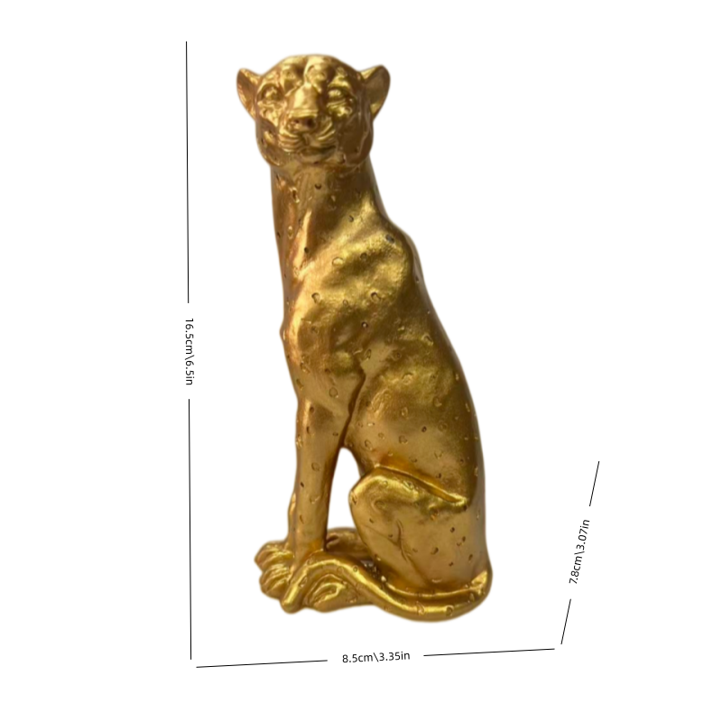 Royeva Golden Leopard Statue for Home Decor and Office Desk Accent