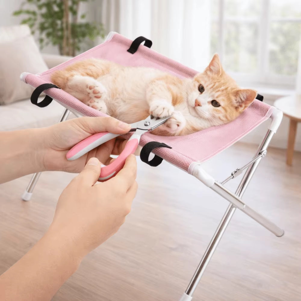 Royeva Foldable Pet Grooming Hammock Stand with Breathable Mesh for Small Dogs and Cats