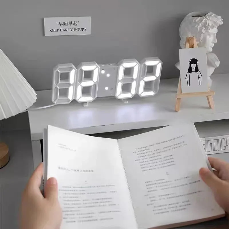 Royelle 3D LED Digital Wall Clock-Large Modern Display With Adjustable Brightness