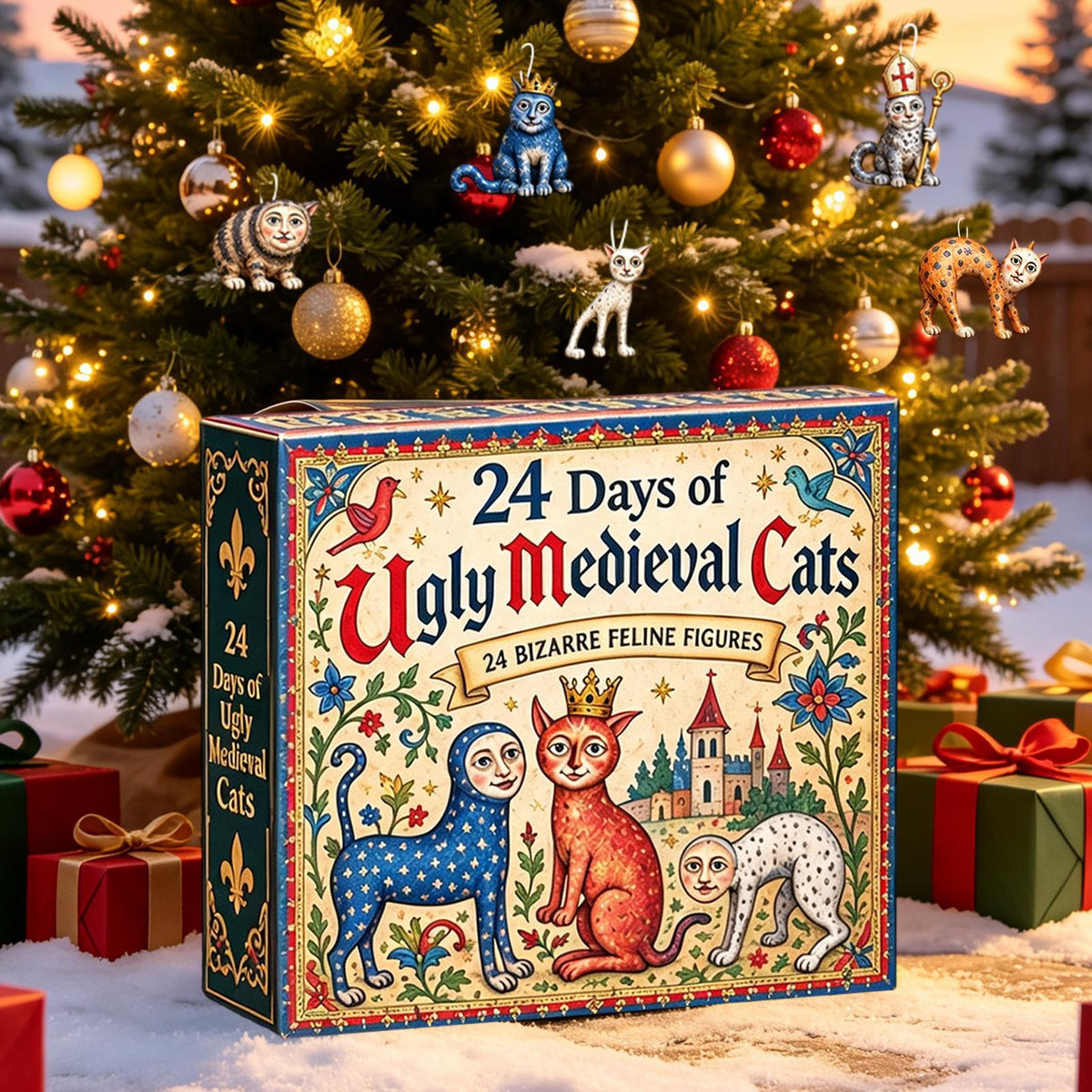 Royora Ugly Medieval Cats Advent Calendar 24 Day Holiday Countdown Figurine Set