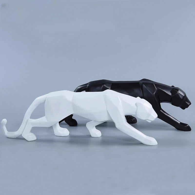 Royora Geometric Panther Statue-Modern Desk Decor Wild Cat Sculpture