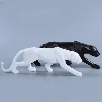 Royora Geometric Panther Statue-Modern Desk Decor Wild Cat Sculpture