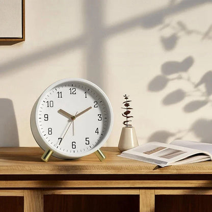 Royora Silent Analog Desk Clock - Scandinavian Metal Design for Office & Bedroom