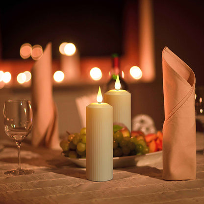 Novara LED Flameless Pillar Candles-Flickering Rechargeable Wax Candle Set