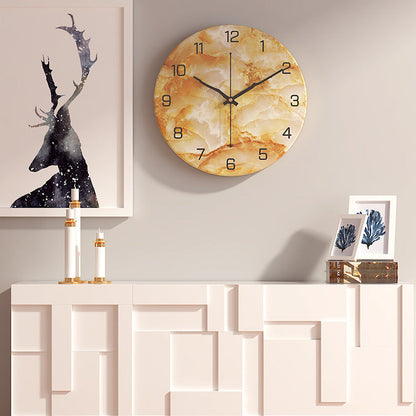 Royeva Modern Marble and Wood Wall Clock-Silent Non Ticking Decorative Timepiece