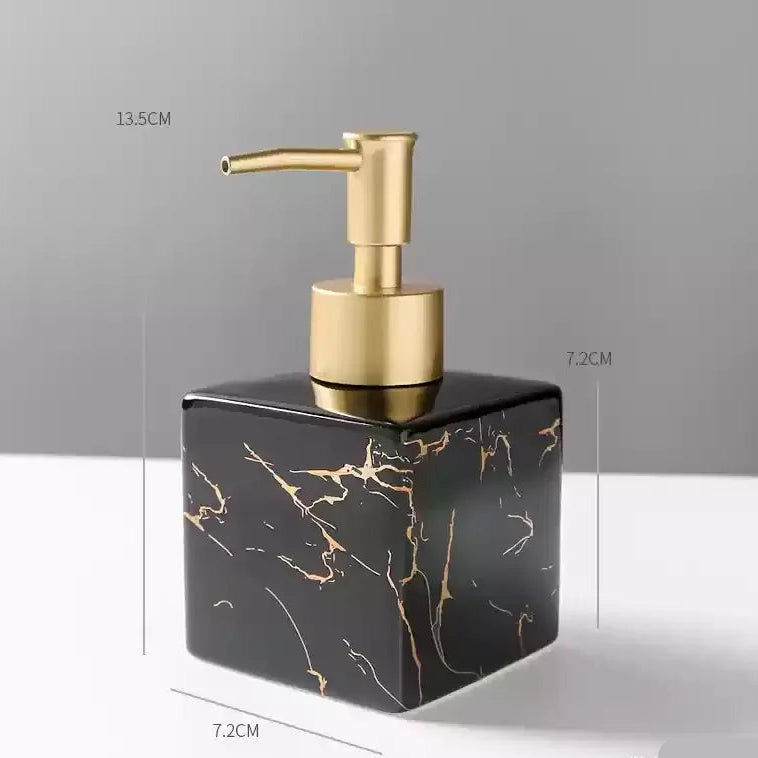 Royelle Marble Finish Ceramic Soap Dispenser with Gold Pump for Countertops