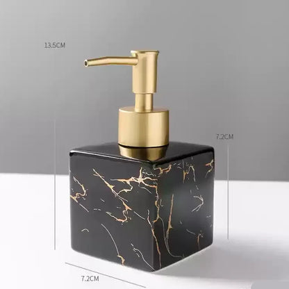 Royelle Marble Finish Ceramic Soap Dispenser with Gold Pump for Countertops