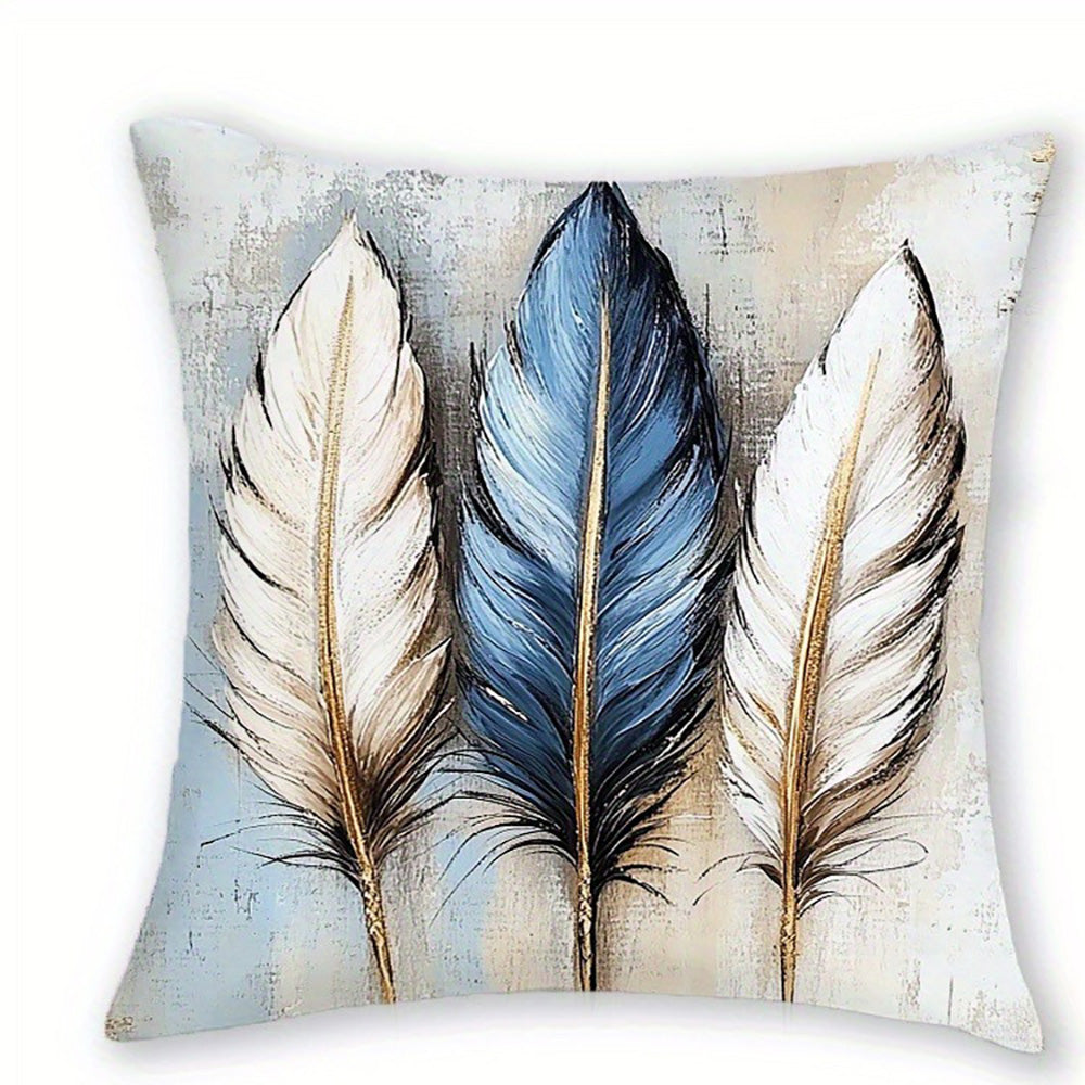 Royora Abstract Art Decorative Throw Pillow Covers 4-Pack - Blue & Gold Modern Cushion