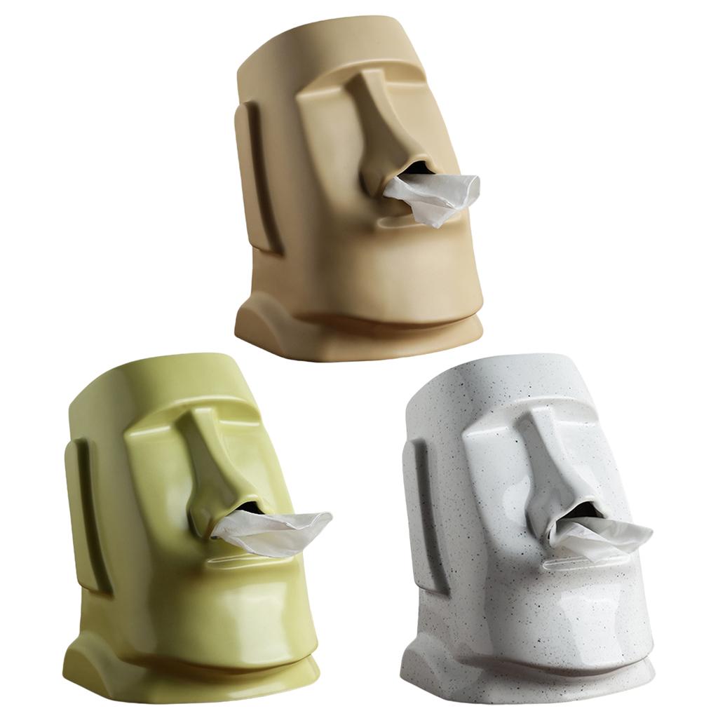 Royora Moai Stone Head Tissue Holder-Funny Dispenser Nordic Decor