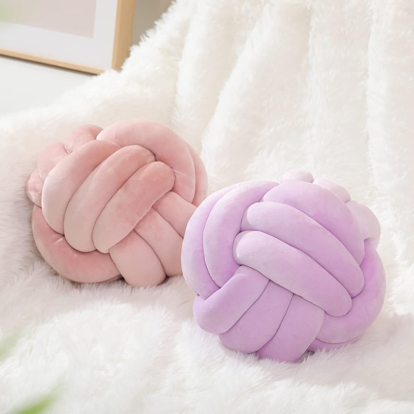 Eloria Blue Spherical Knot Pillow-Soft Plush Decorative Throw Cushion