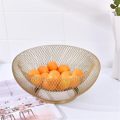 Royora Double-Walled Mesh Fruit Bowl - Elegant Metal Centerpiece for Modern Decor