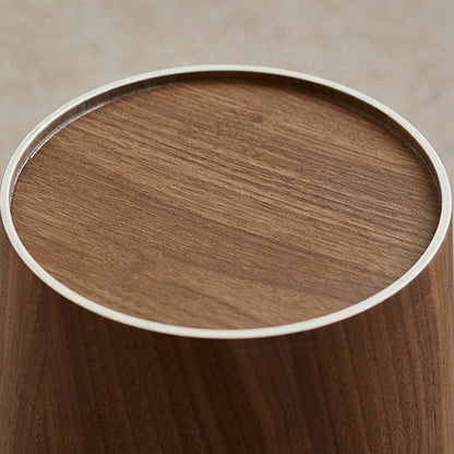 Royeva Japandi Wood Waste Bin with Rotating Lid for Bathroom & Office