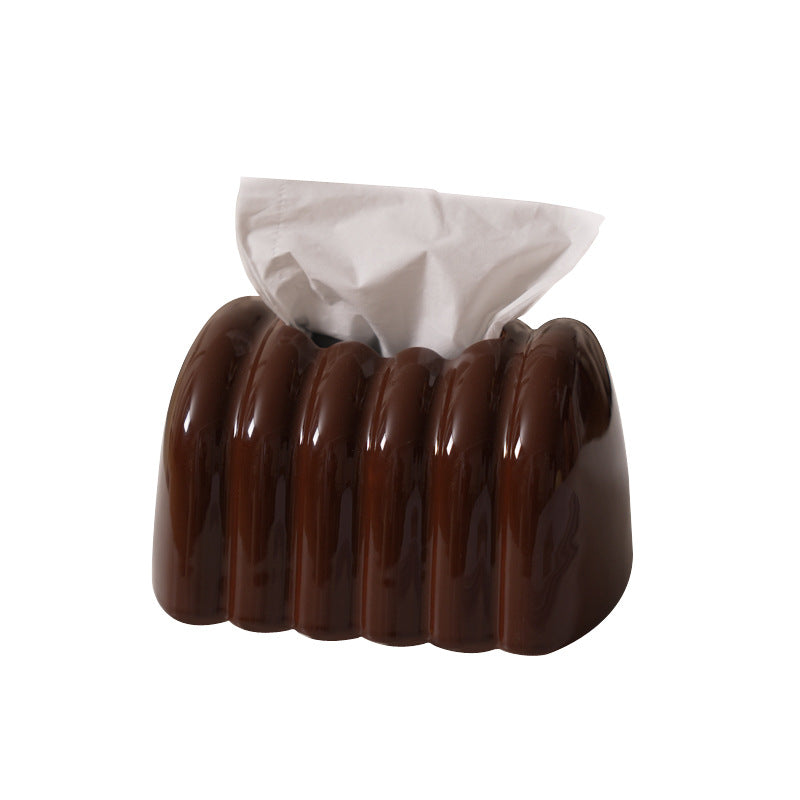 Royeva Modern Fluted Ceramic Tissue Box Cover - Decorative Ribbed Tissue Dispenser