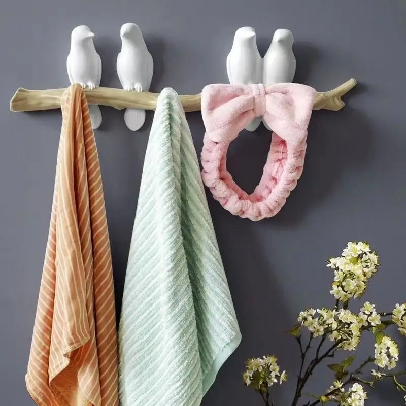 Royelle Decorative Bird Branch Wall Hook-Resin White Coat Hanger