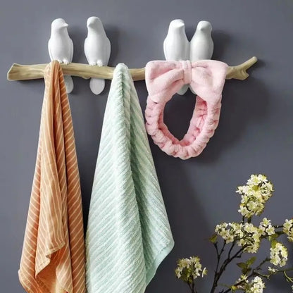 Royelle Decorative Bird Branch Wall Hook-Resin White Coat Hanger