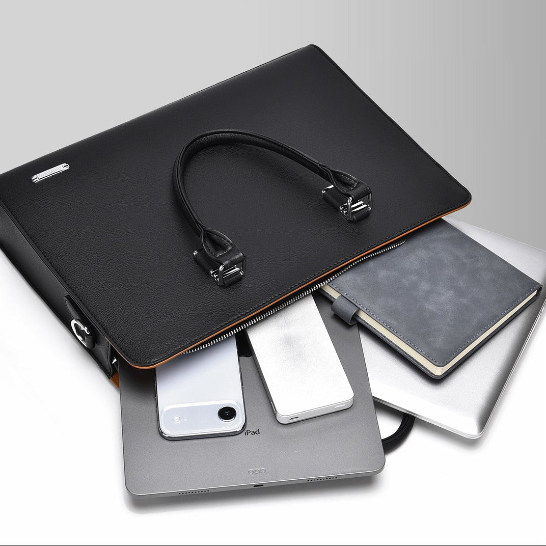 Novara Professional Business Briefcase for Men - Slim Vegan Leather Laptop Bag