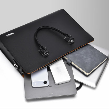 Novara Professional Business Briefcase for Men - Slim Vegan Leather Laptop Bag