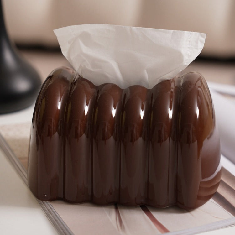 Royeva Modern Fluted Ceramic Tissue Box Cover - Decorative Ribbed Tissue Dispenser
