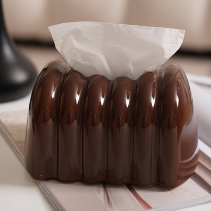 Royeva Modern Fluted Ceramic Tissue Box Cover - Decorative Ribbed Tissue Dispenser