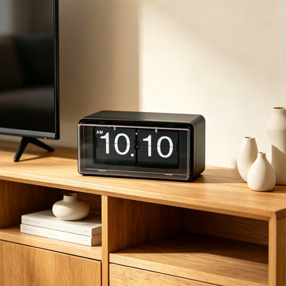 Royora Retro Automatic Flip Down Clock - Mid-Century Modern Desk & Table Timepiece