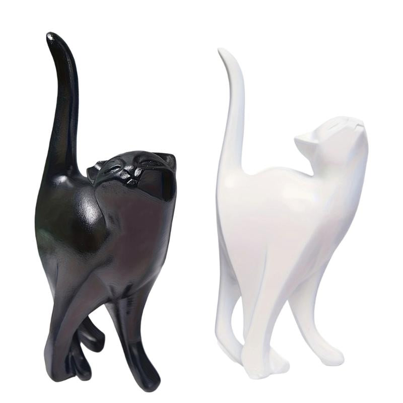 Royora Minimalist Geometric Black Cat Figurine-Modern Home Decor Sculpture