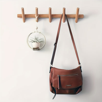 Royelle Oak Wall Mounted Coat Rack with 5 Hooks for Entryway Organization