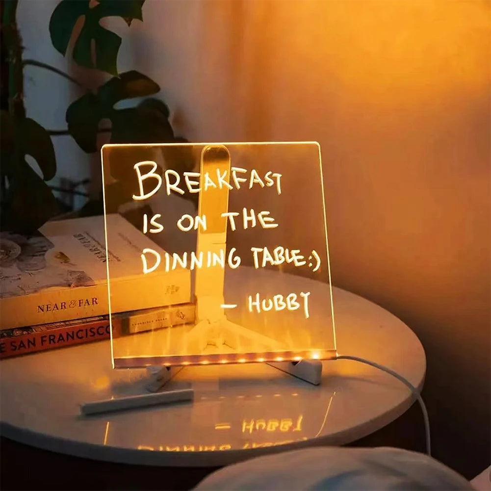 Royelle LED Writable Message Board Acrylic Night Light Table Lamp