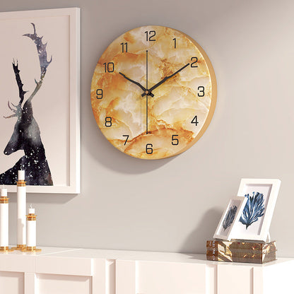 Royeva Modern Marble and Wood Wall Clock-Silent Non Ticking Decorative Timepiece