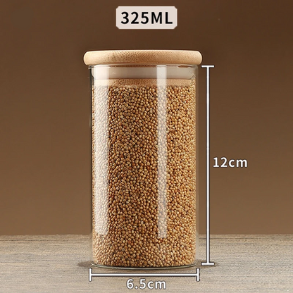 Royelle Airtight Glass Food Storage Jars with Bamboo Lids - 6 Piece Pantry Set