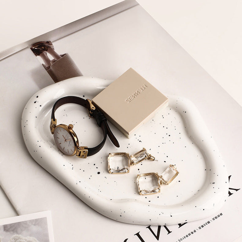 Eloria Chrome Plated Ceramic Melange Dish for Trinkets and Snacks