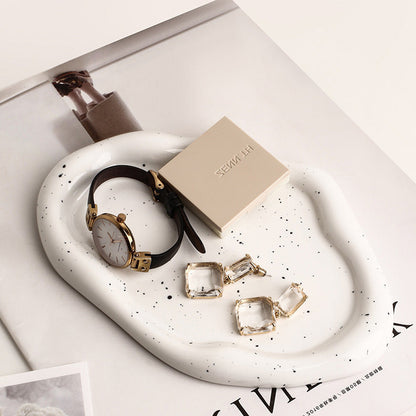 Eloria Chrome Plated Ceramic Melange Dish for Trinkets and Snacks