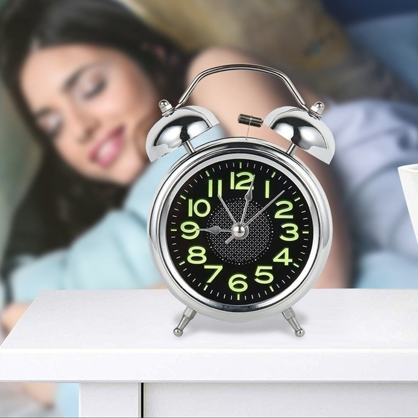 Royora Retro Twin Bell Alarm Clock for Heavy Sleepers, Silent Glow Dial & Nightlight