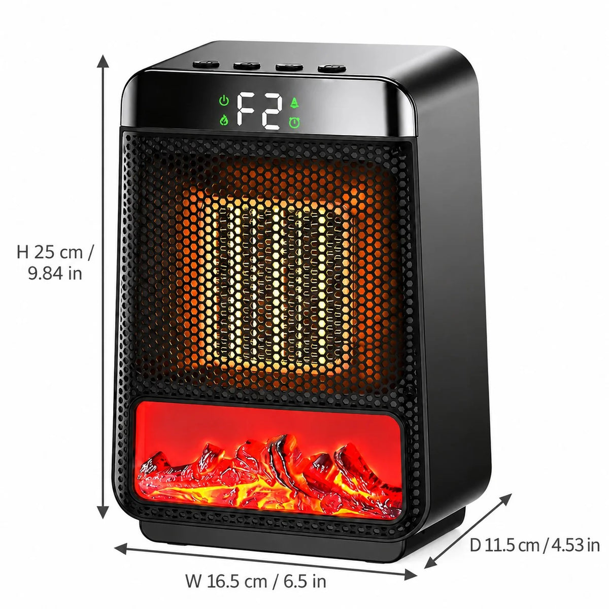 Royelle Portable Ceramic Space Heater with Flame Effect And Digital LED Display