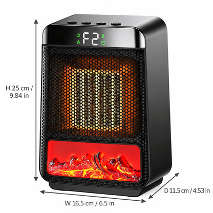 Royelle Portable Ceramic Space Heater with Flame Effect And Digital LED Display