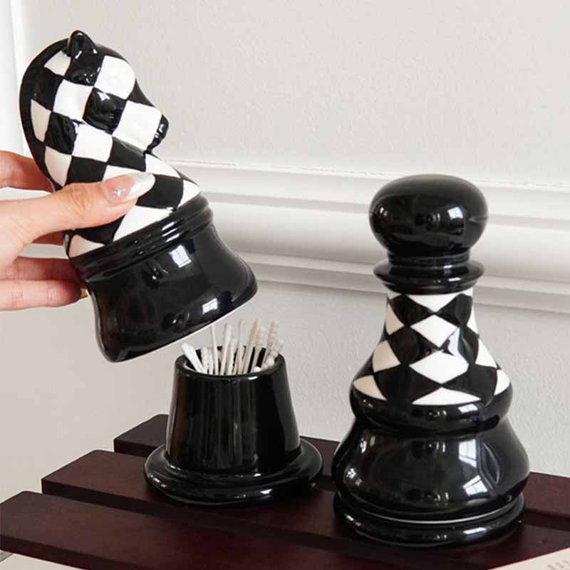 Novara Harlequin Chess Piece Decor - Luxury Ceramic Tabletop Sculpture