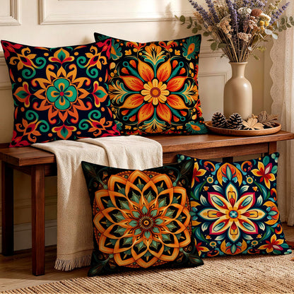 Novara Square Decorative Throw Pillow Covers - Set of 4 Textured Cushion Cases