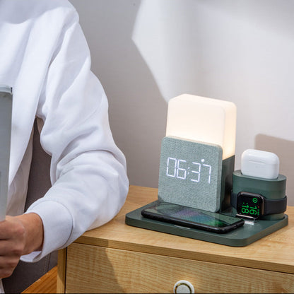 Novara 15W Wireless Charging Station with Digital Alarm Clock & Adjustable Lamp