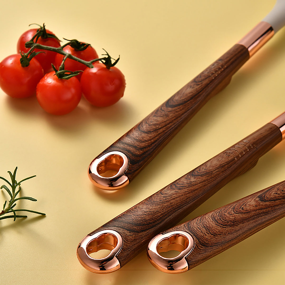 Novara Silicone Utensil Set with Wooden Handles, Heat-Resistant Non-Stick Cookware