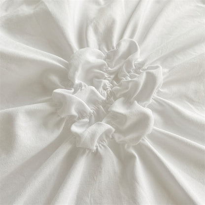 Royora Ruffle Flower Pintuck Duvet Cover Set-Elegant Quilted Bedding