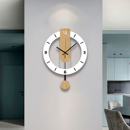Royeva Modern Pendulum Wall Clock-Silent Wood Accent Decorative Timepiece
