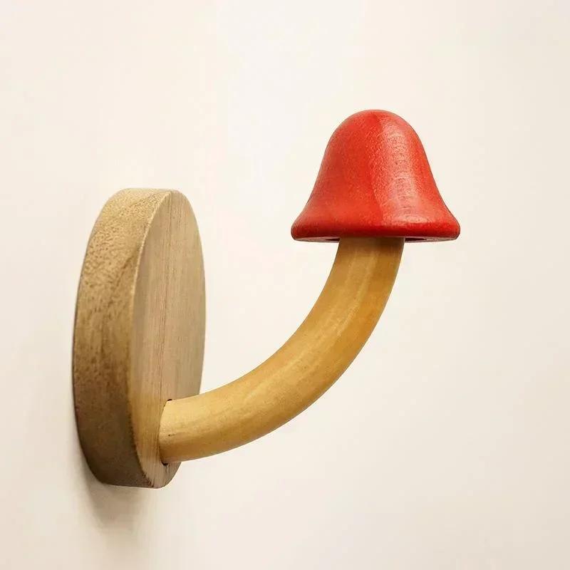 Novara Decorative Wooden Mushroom Wall Hooks Set for Nursery & Entryway