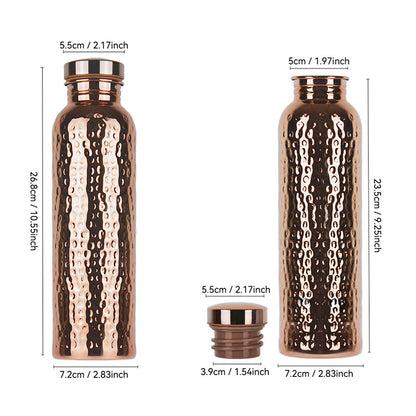 Royeva Hammered Pure Copper Water Bottle-800ml Leakproof Ayurveda Yoga Drinking Bottle