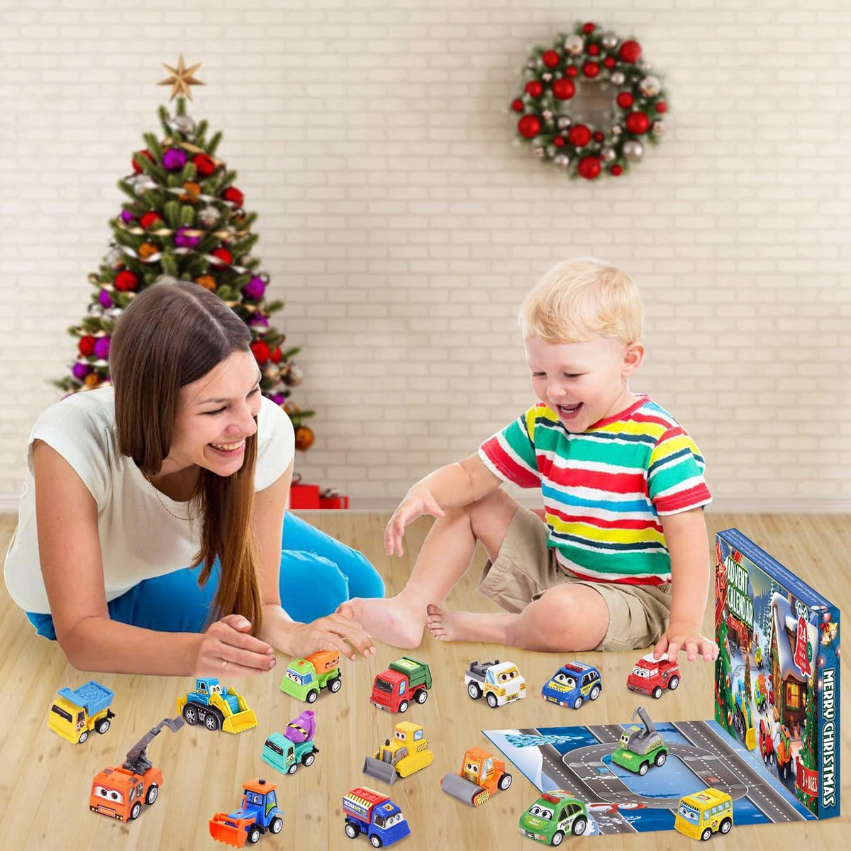 Royeva 2026 Car Advent Calendar 24 Days Pull Back Toy Vehicles Christmas Countdown