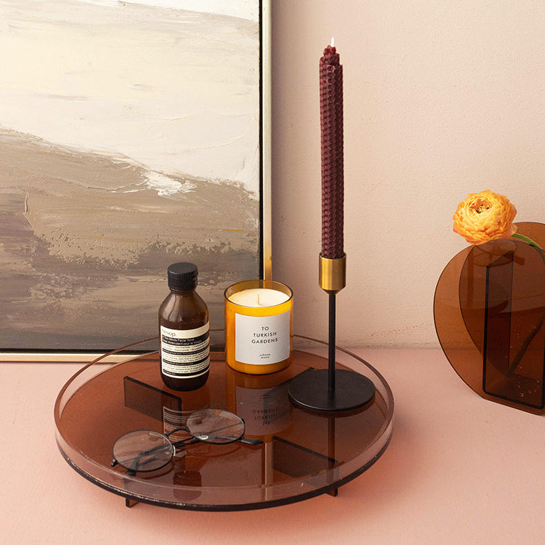 Royelle Acrylic Round Serving Tray – Versatile Decorative Ottoman Tray
