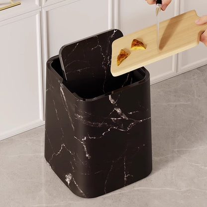 Eloria Marble Print Swivel Lid Waste Bin for Bathroom, Kitchen & Office
