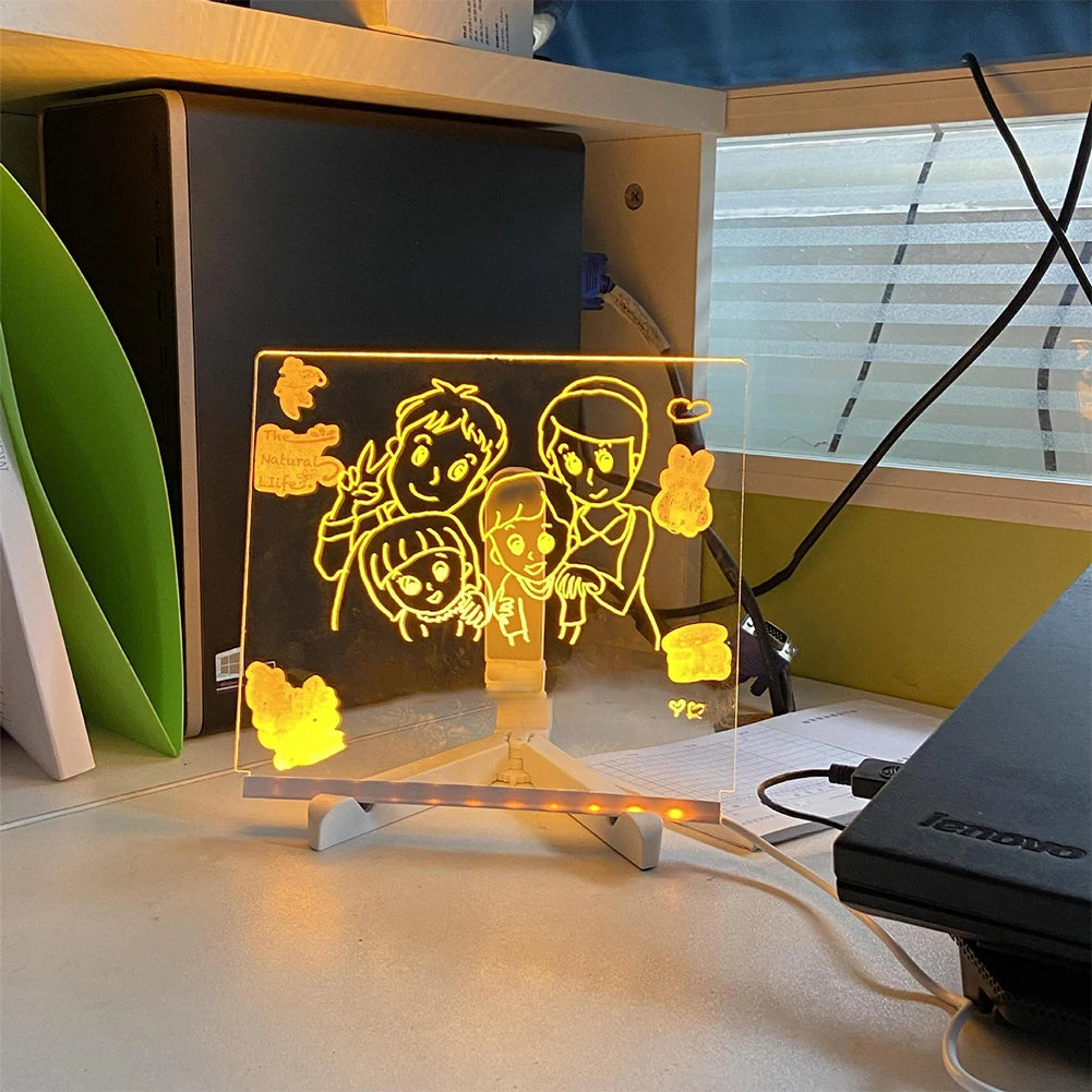 Royelle LED Writable Message Board Acrylic Night Light Table Lamp
